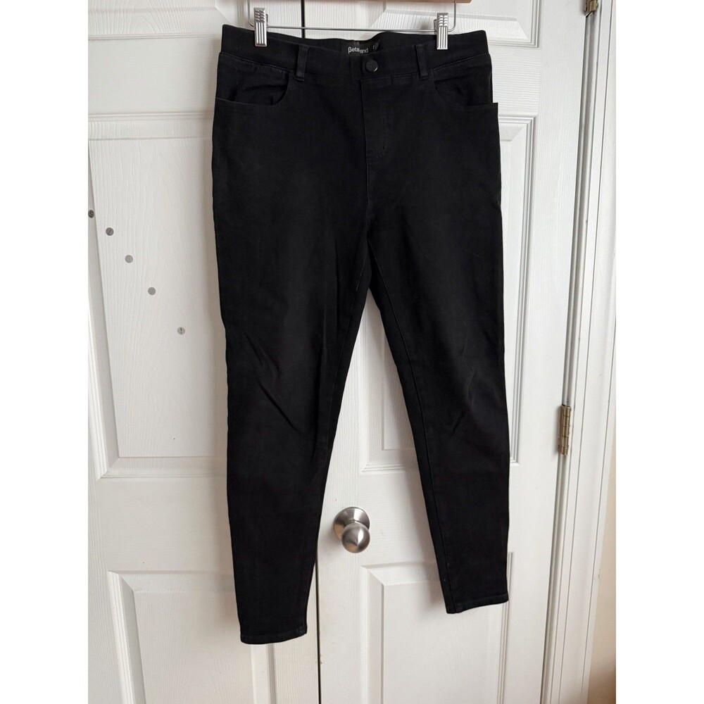 Betabrand Womens M Long Black Mid Rise Skinny Leg Stretch Yoga Denim Pants